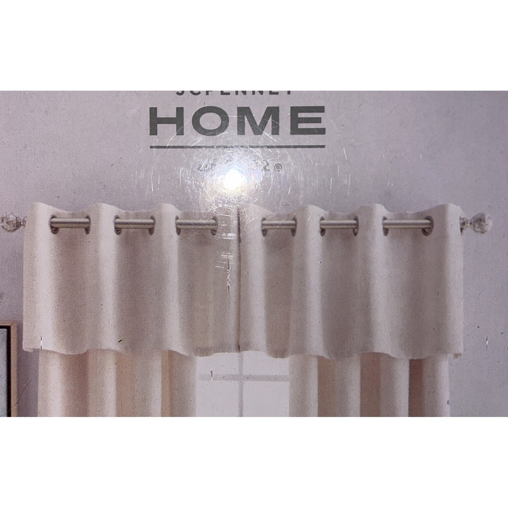 Jcp Home Quinn Basketweave Grommet Insert Valance 50 W x 18 L Ivory
